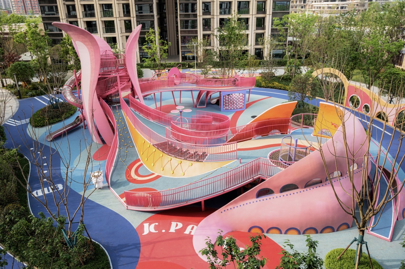 廊桥造型组合不锈钢滑梯